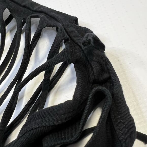 Diesel Black T Shirt Womens Size Medium Distressed Ripped Slashed Rocker Top - Picture 11 of 11